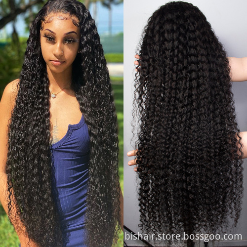BIS Wholesale Jerry Curly 4x4 Transparent Lace Frontal Wigs Virgin Brazilian Curly 100% Human Hair Wig For Black Women